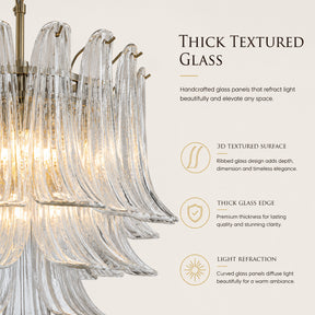 18'' Wide Mid-Century Modern Chandelier 4-Light 3-Tier Clear Art Glass Pendant Light In Antique Bronze Finish For Dining Room Foyer Bedroom