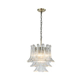 18'' Wide Mid-Century Modern Chandelier 4-Light 3-Tier Clear Art Glass Pendant Light In Antique Bronze Finish For Dining Room Foyer Bedroom