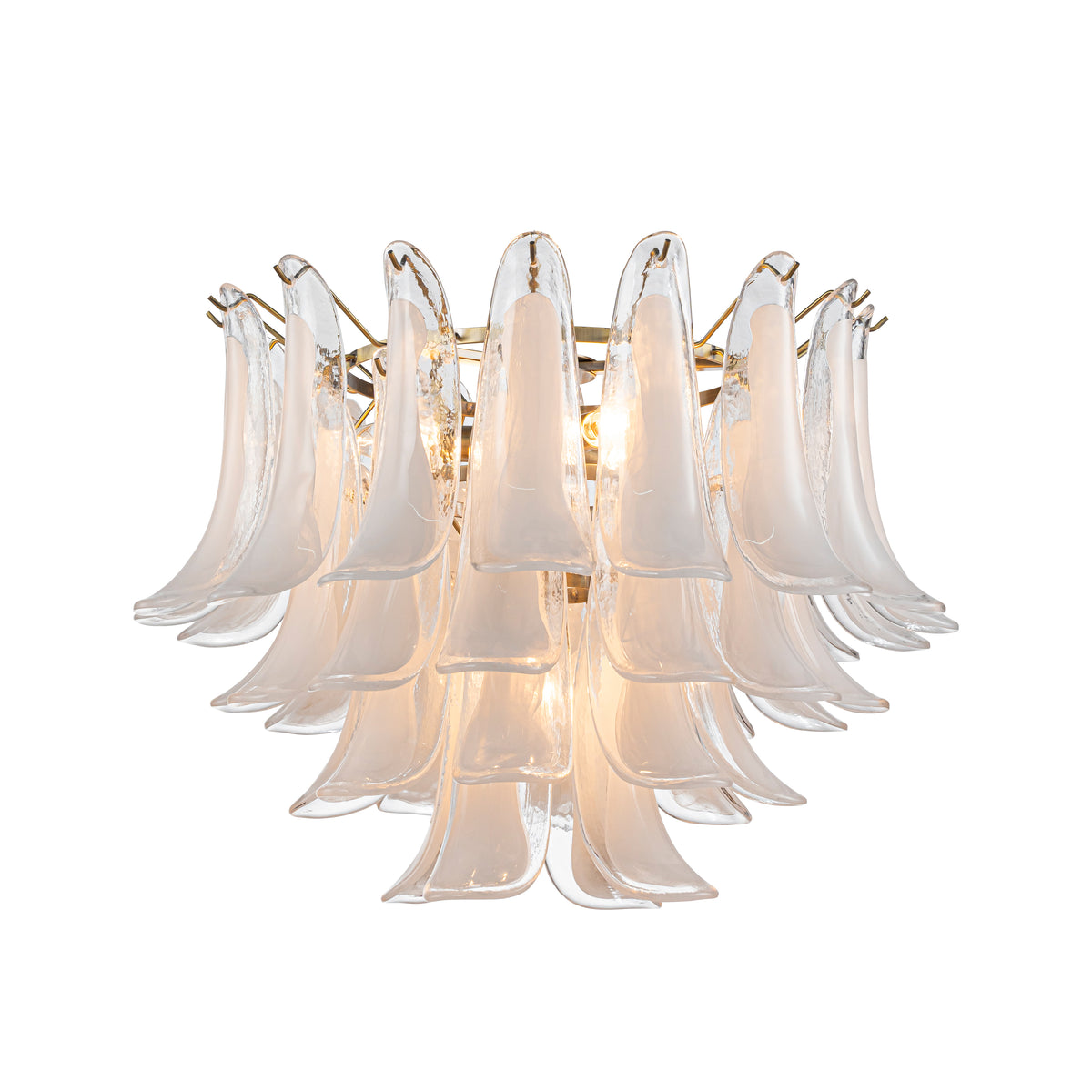 24'' Wide Vintage Mid-Century Modern Flush Mount 4-Light 4-Tier White Art Glass Ceiling Light With Antique Bronze Finish For Entryway, Dining Room
