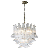24'' Wide Vintage Mid-Century Modern Chandelier 4-Light 4-Tier Clear Art Glass Pendant With Antique Bronze Finish For Living Room, Dining Room