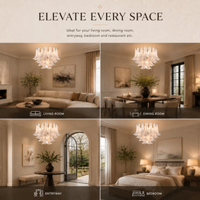 24'' Wide Vintage Mid-Century Modern Flush Mount 4-Light 4-Tier White Art Glass Ceiling Light With Antique Bronze Finish For Entryway, Dining Room