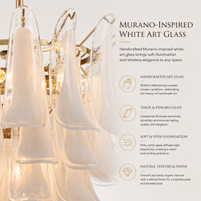 24'' Wide Vintage Mid-Century Modern Chandelier 4-Light 4-Tier White Art Glass Pendant With Antique Bronze Finish For Living Room, Dining Room