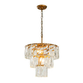 18'' 4-Light Mid-Century Modern Glam Antique Gold Crystal Tiered Chandelier Luxury Ceiling Hanging light For Dining Room Living Room