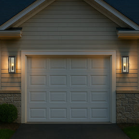 1 Light H12 in. Modern Matte Black Outdoor Wall Light with Dusk-to-Dawn Sensor Simplicity Exterior Wall Sconce with Clear Glass Shade for Porch Garden
