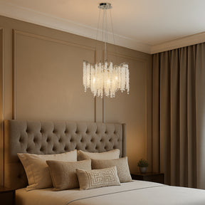 20'' Modern Glam Crystal Chandelier Polished Nickel Branch Style 4-Light Pendant Ceiling Light for Dining Room Bedroom Living Room Entryway