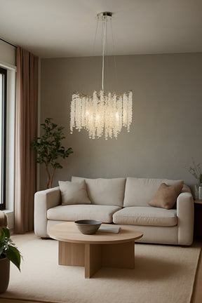 20'' Modern Glam Crystal Chandelier Polished Nickel Branch Style 4-Light Pendant Ceiling Light for Dining Room Bedroom Living Room Entryway