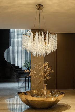 25'' Modern Glam Crystal Chandelier Antique Brass Branch Style 6-Light Pendant Ceiling Light for Dining Room Bedroom Living Room Entryway