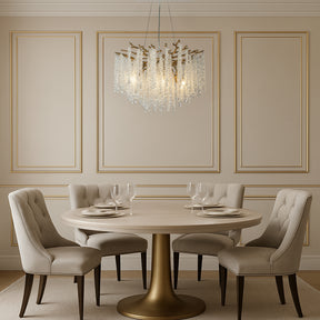 25'' Modern Glam Crystal Chandelier Antique Brass Branch Style 6-Light Pendant Ceiling Light for Dining Room Bedroom Living Room Entryway