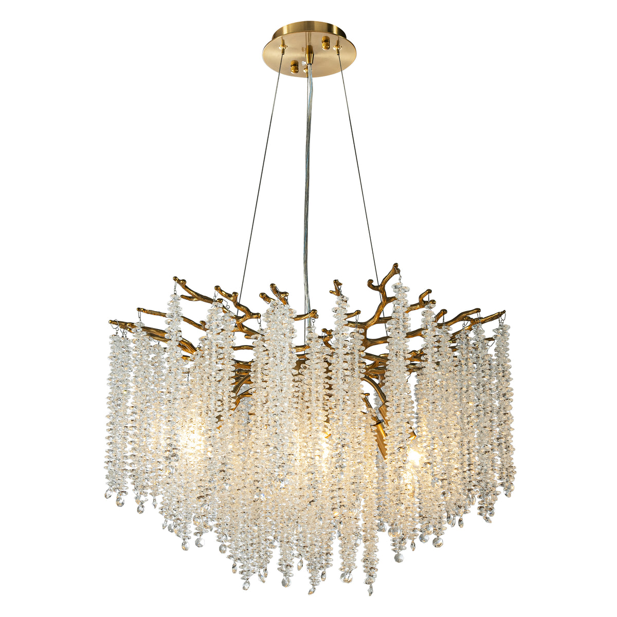 25'' Modern Glam Crystal Chandelier Antique Brass Branch Style 6-Light Pendant Ceiling Light for Dining Room Bedroom Living Room Entryway
