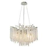 25" Modern Glam Crystal Chandelier Polished Nickel Branch Style 6-Light Pendant Ceiling Light for Dining Room Bedroom Living Room Entryway