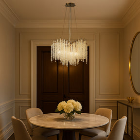 20'' Modern Glam Crystal Chandelier Antique Brass Branch Style 4-Light Pendant Ceiling Light for Dining Room Bedroom Living Room Entryway