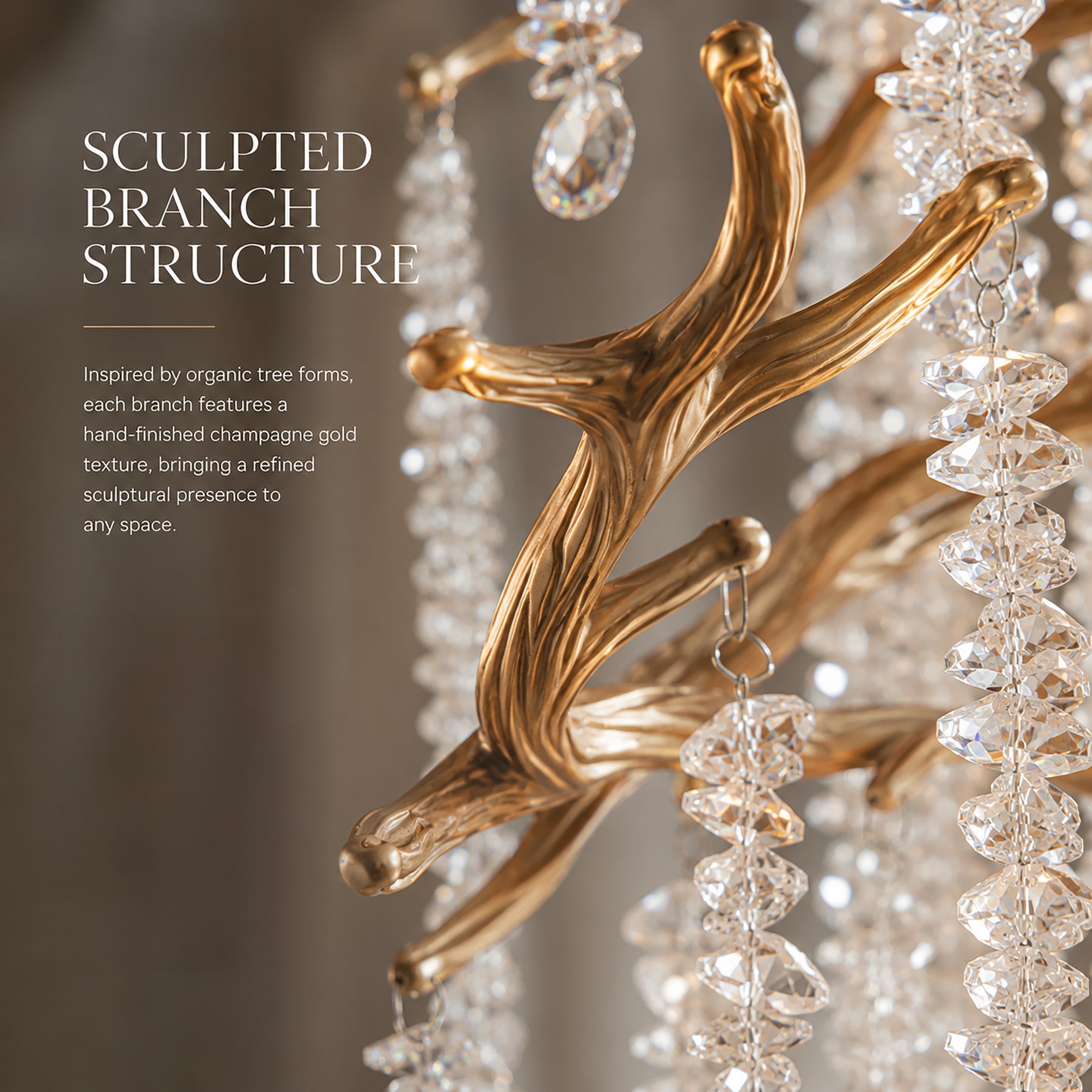 24'' W x 156'' H 21-Light Tree Branch Glass Chandelier in Antique Brass with Clear Glass for Foyers, Staircases, and Tall Ceilings