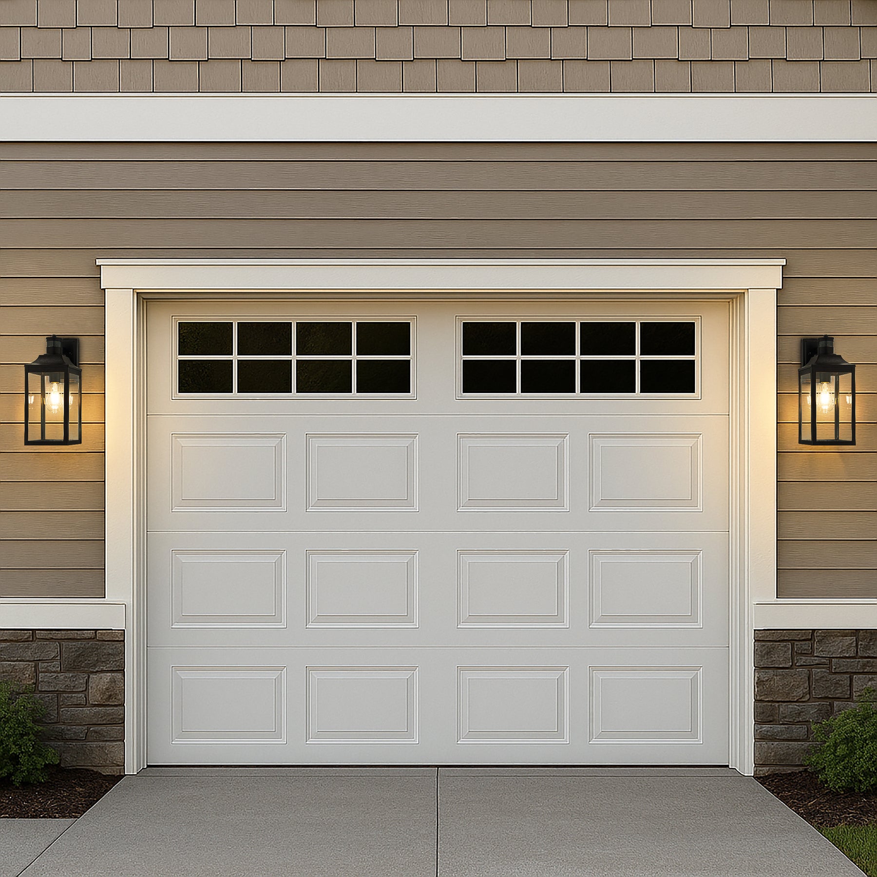 1 Light H16 in. Farmhouse Outdoor Wall Lantern wiht Motion Sensor in Matte Black Modern Exterior Wall Sconce with Clear Glass for Porch Courtyard