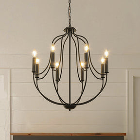 OpenBox 26'' 8-Light Modern Matt Black Classic Candelabra Chandelier Farmhouse Candle Pendant Light
