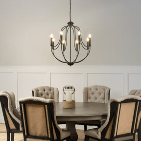OpenBox 26'' 8-Light Modern Matt Black Classic Candelabra Chandelier Farmhouse Candle Pendant Light