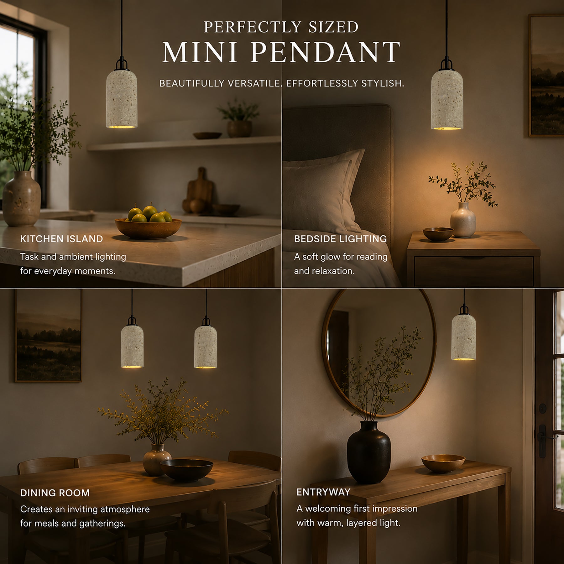 1-Light 5'' Modern Farmhouse Natural Travetine Single Pendant Light Co