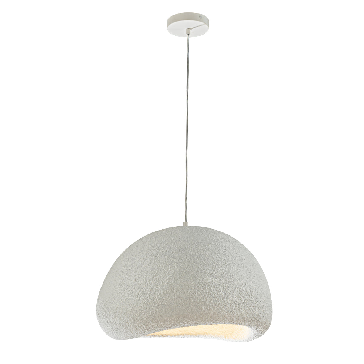 1 Lights W20in Modern Dome Pendant Light Single Modern White Chandelier for Dining Room Industrial Concrete Shade Hanging Light