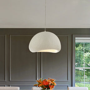 1 Lights W20in Modern Dome Pendant Light Single Modern White Chandelier for Dining Room Industrial Concrete Shade Hanging Light