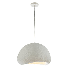 1 Lights W20in Modern Dome Pendant Light Single Modern White Chandelier for Dining Room Industrial Concrete Shade Hanging Light
