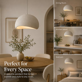 1 Lights W20in Modern Dome Pendant Light Single Modern White Chandelier for Dining Room Industrial Concrete Shade Hanging Light