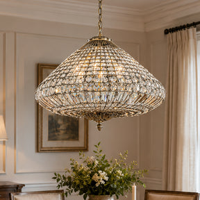 24'' Wide 6-Light Retro French Handcrafted Bird Cage Crystal Chandelier in Antique Bronze With Vintage Patina Dimmable for Dining Room or Bedroom