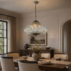 24'' Wide 6-Light Retro French Handcrafted Bird Cage Crystal Chandelier in Antique Bronze With Vintage Patina Dimmable for Dining Room or Bedroom