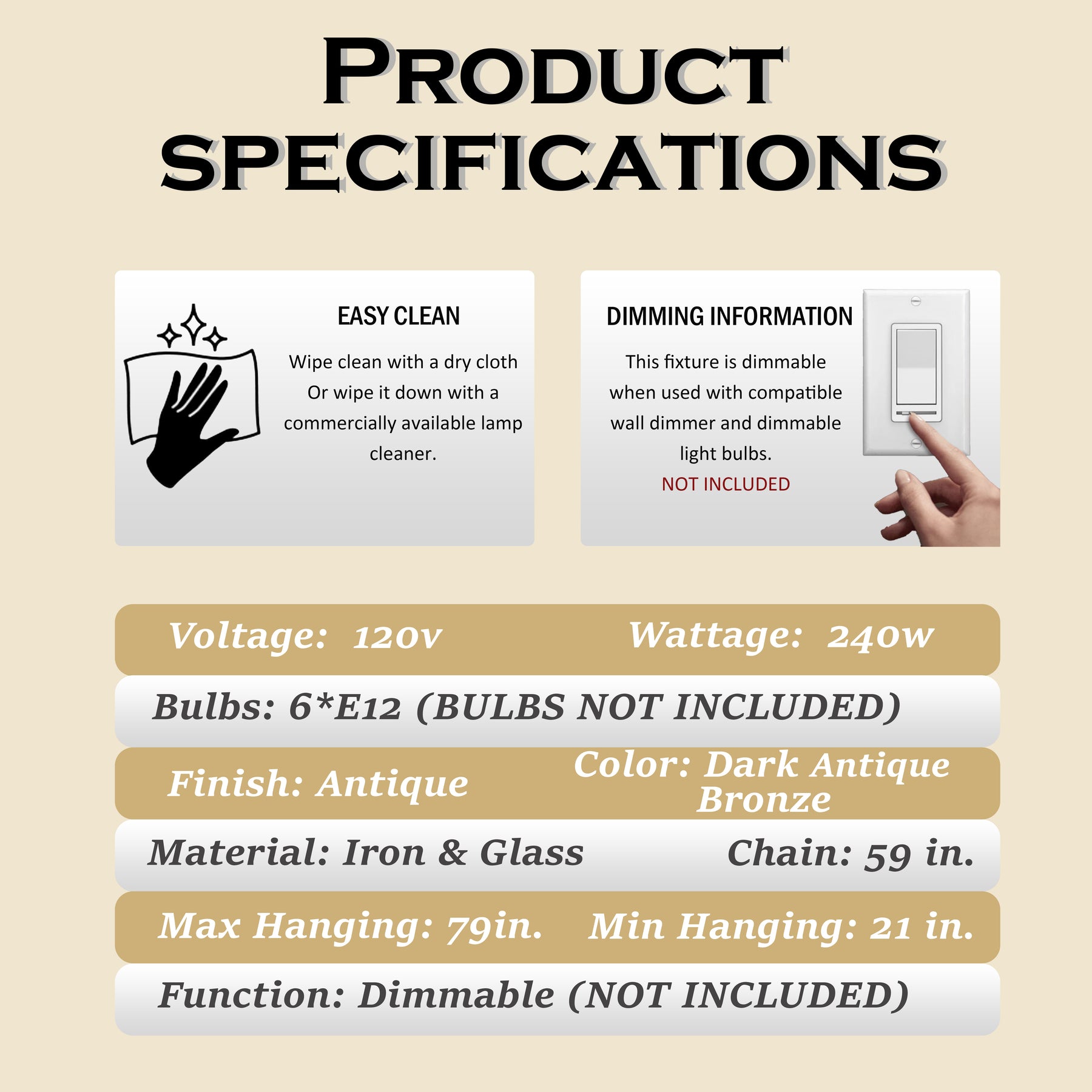 24'' Wide 6-Light Retro French Handcrafted Bird Cage Crystal Chandelier in Antique Bronze With Vintage Patina Dimmable for Dining Room or Bedroom