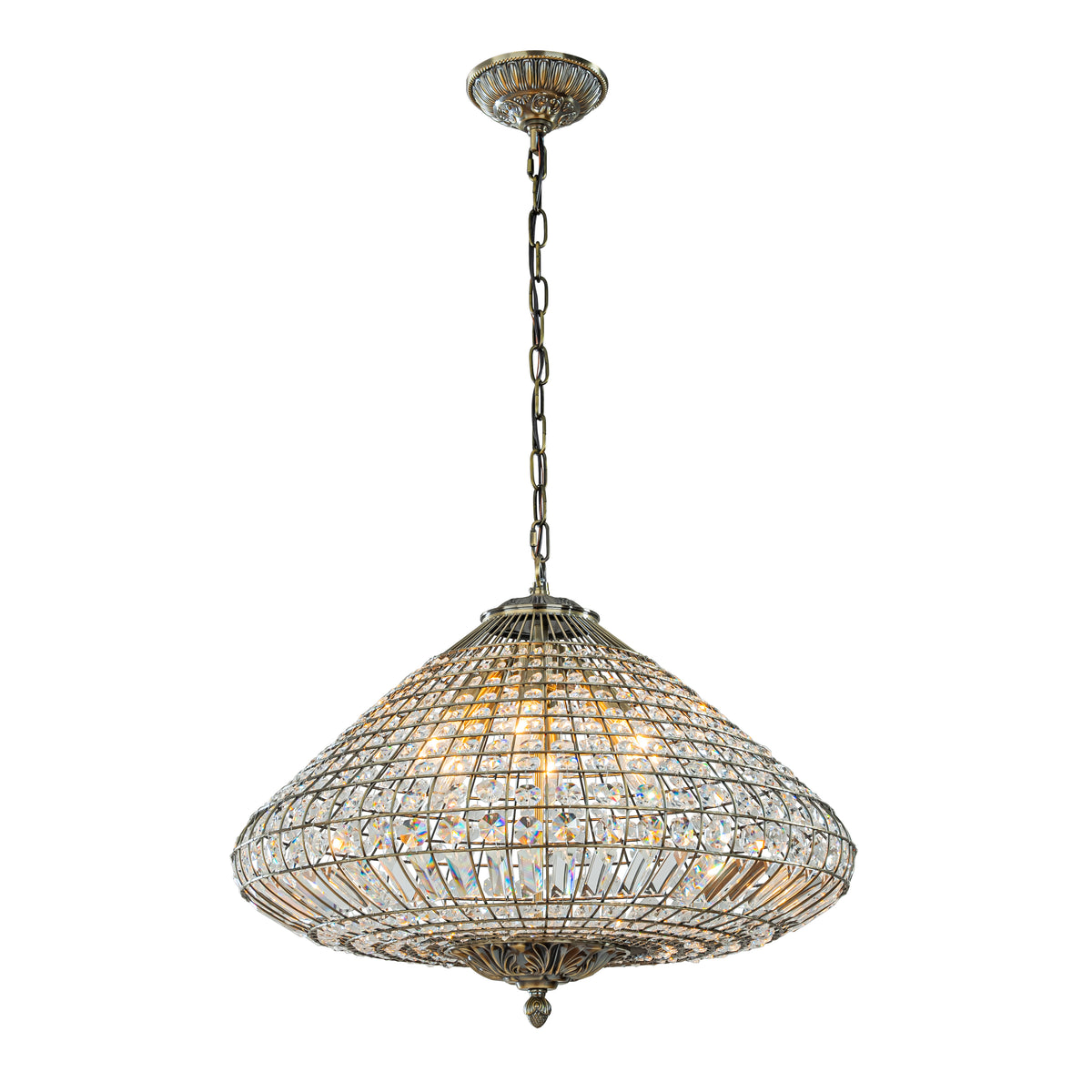 24'' Wide 6-Light Retro French Handcrafted Bird Cage Crystal Chandelier in Antique Bronze With Vintage Patina Dimmable for Dining Room or Bedroom