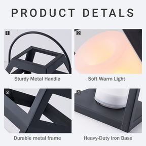 H13” Solar Outdoor Lantern with Flickering Candle Modern Metal Solar Lantern with Handle, Waterproof Patio Table & Hanging Light Auto On/Off for Garden Deck