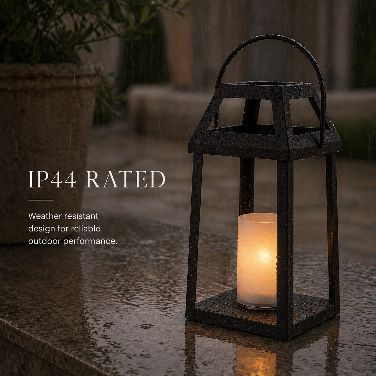 H13” Solar Outdoor Lantern with Flickering Candle Modern Metal Solar Lantern with Handle, Waterproof Patio Table & Hanging Light Auto On/Off for Garden Deck