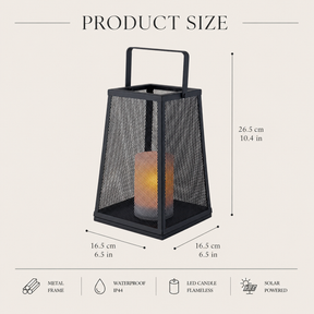 H10" Solar Outdoor Lantern with Flickering Candle Light Modern Metal Mesh Patio Lantern with Handle Solar Powered Decorative Lantern for Garden Deck Pathway Camping