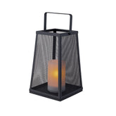 H10" Solar Outdoor Lantern with Flickering Candle Light Modern Metal Mesh Patio Lantern with Handle Solar Powered Decorative Lantern for Garden Deck Pathway Camping