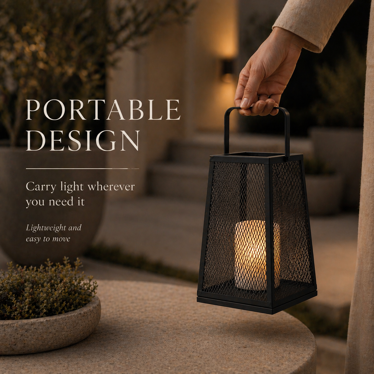 H10" Solar Outdoor Lantern with Flickering Candle Light Modern Metal Mesh Patio Lantern with Handle Solar Powered Decorative Lantern for Garden Deck Pathway Camping