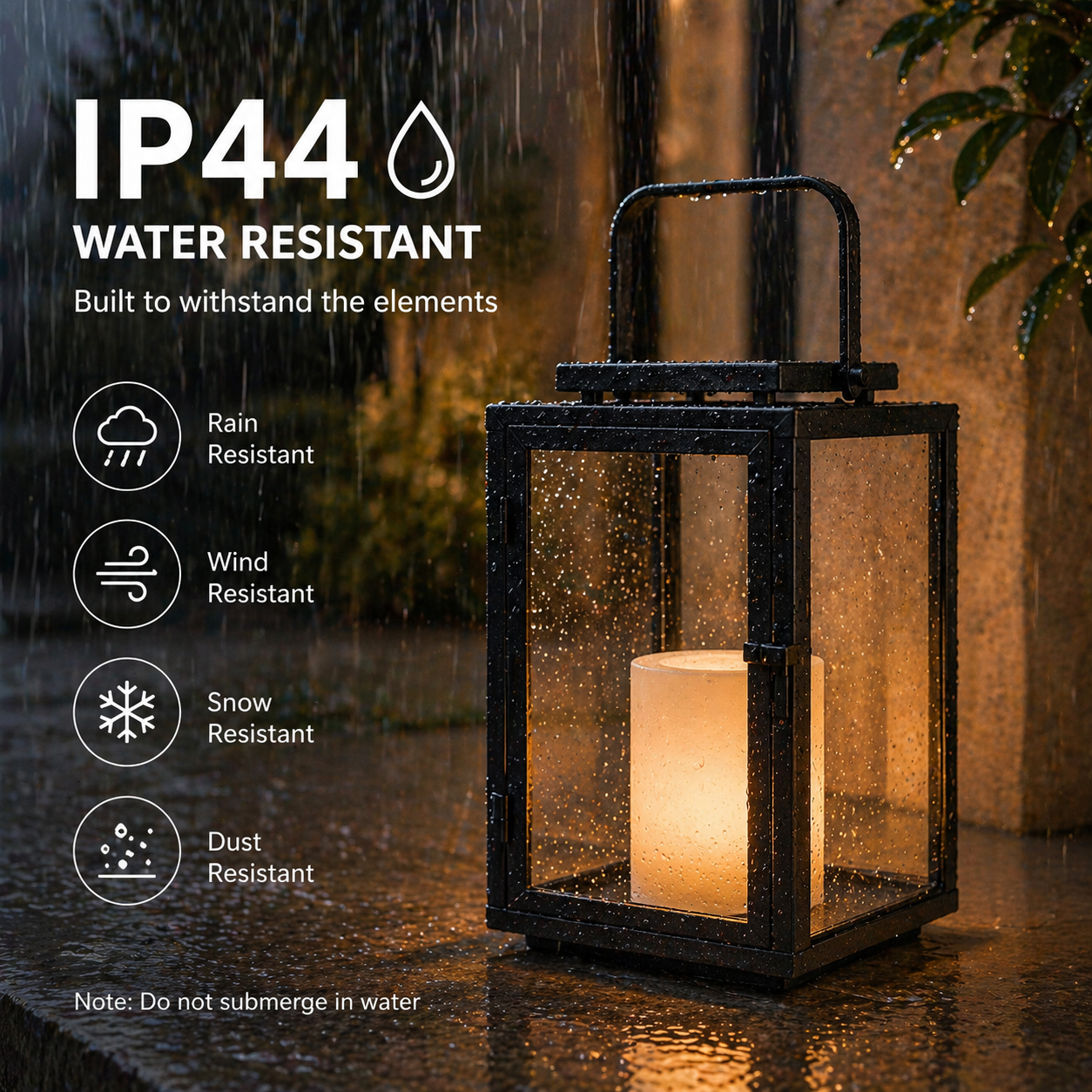 H12 Inch Modern Solar Outdoor Lantern with Flickering LED Candle Black Metal Lantern with Tempered Glass, Minimalist Decorative Lantern for Patio Porch Garden
