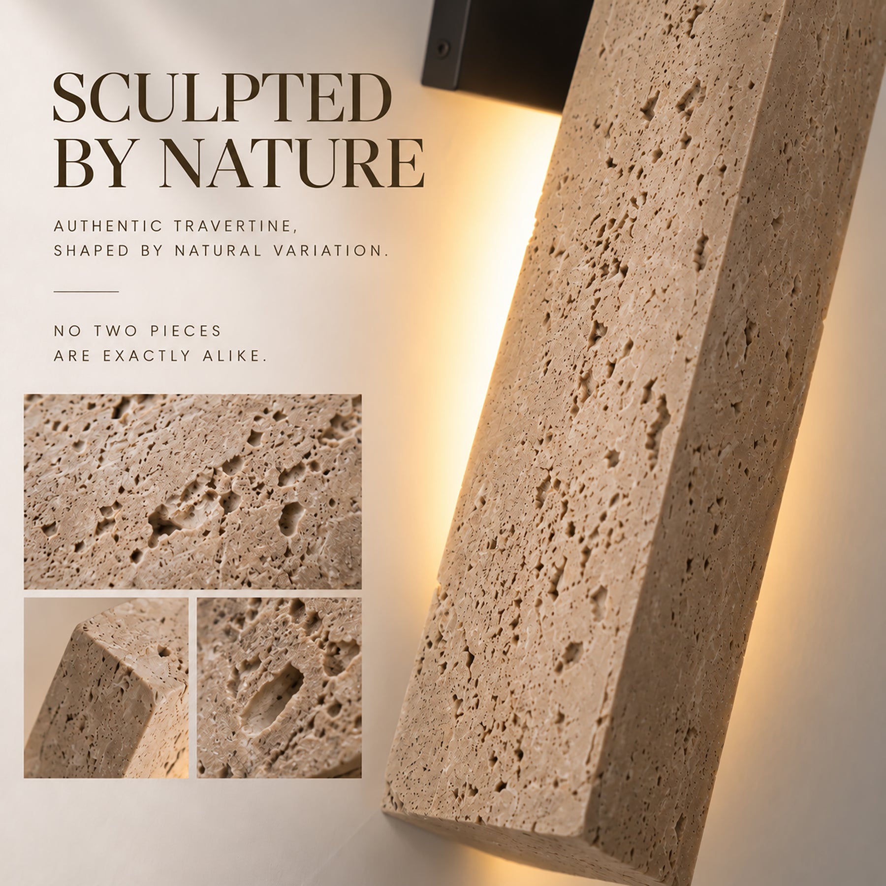 22" Elongated Travertine Architectural 3000K LED Wall Sconce