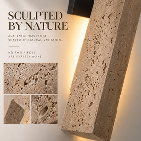 22" Elongated Travertine Architectural 3000K LED Wall Sconce