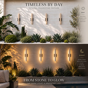 22" Elongated Travertine Architectural 3000K LED Wall Sconce