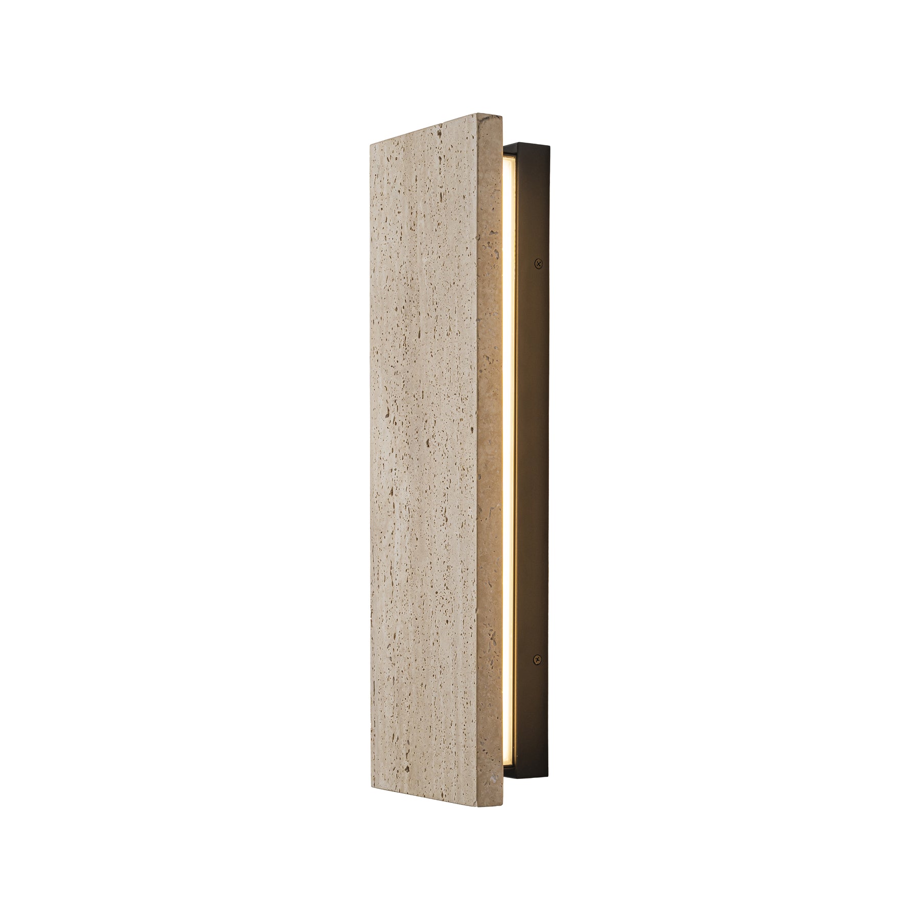 Modern Outdoor Wall Sconce 20" Architectural Exterior Light Fixture Integrated 8W LED IP65 Waterproof Up & Down Lighting Travertine-Inspired Design for House Patio & Entryway