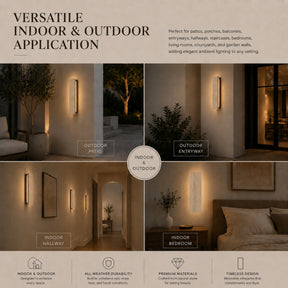 Modern Outdoor Wall Sconce 20" Architectural Exterior Light Fixture Integrated 8W LED IP65 Waterproof Up & Down Lighting Travertine-Inspired Design for House Patio & Entryway