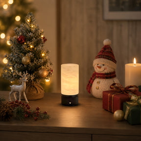 Natural Spanish Alabaster Cordless Rechargeable Table Lamp with 3-Level Dimmable Flicker-Free LED and Long-Lasting Battery Bedside Lamp