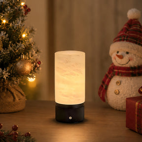 Natural Spanish Alabaster Cordless Rechargeable Table Lamp with 3-Level Dimmable Flicker-Free LED and Long-Lasting Battery Bedside Lamp