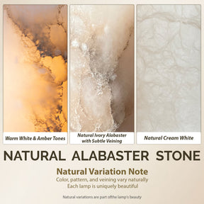Natural Spanish Alabaster Cordless Rechargeable Table Lamp with 3-Level Dimmable Flicker-Free LED and Long-Lasting Battery Bedside Lamp