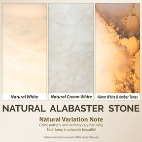 Natural Spanish Alabaster Cordless Rechargeable Table Lamp with 3-Level Dimmable Flicker-Free LED and Long-Lasting Battery Bedside Lamp