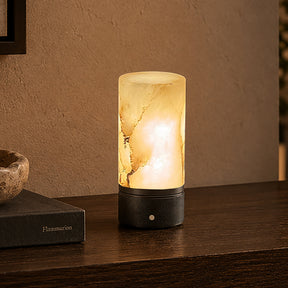 Natural Spanish Alabaster Cordless Rechargeable Table Lamp with 3-Level Dimmable Flicker-Free LED and Long-Lasting Battery Bedside Lamp