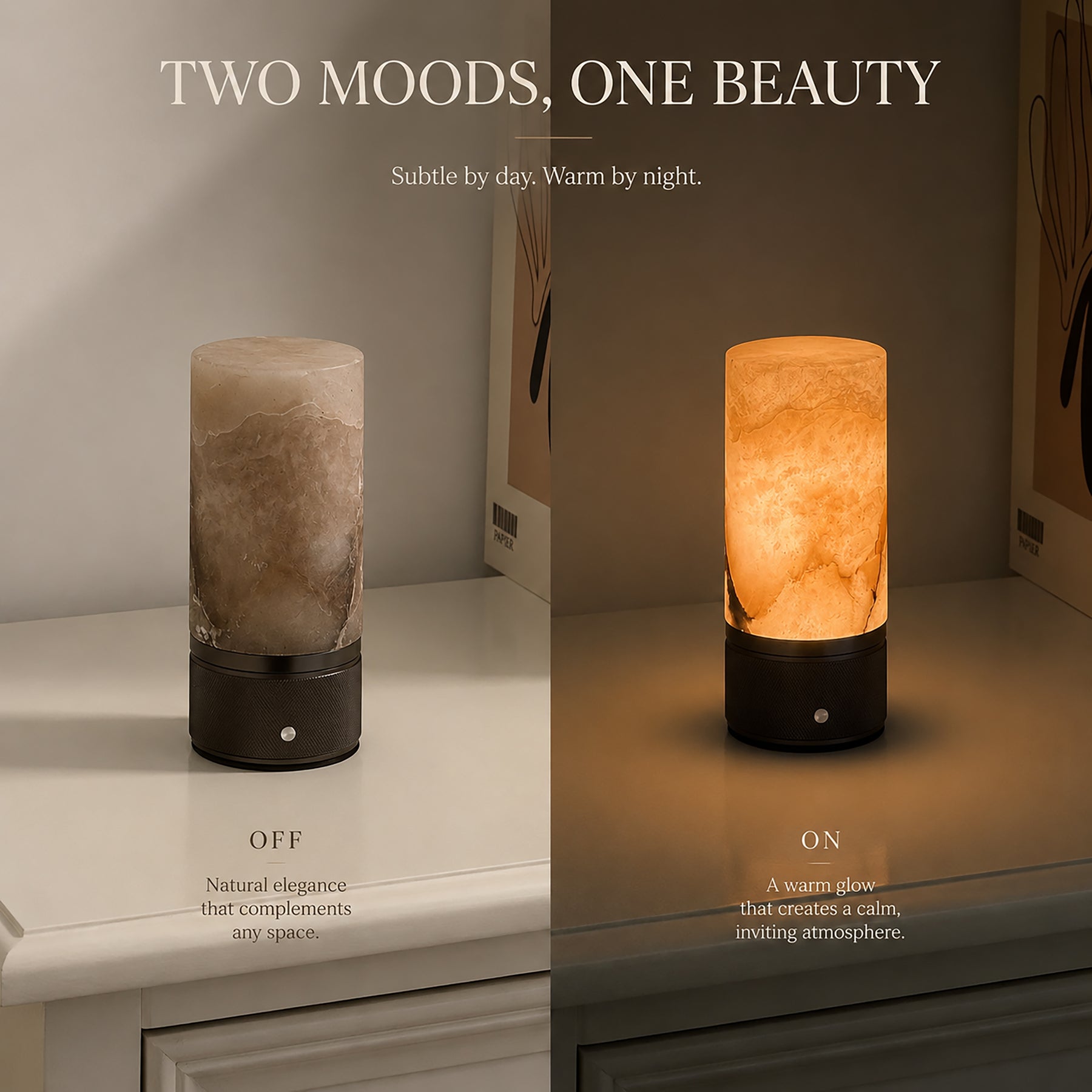 Natural Spanish Alabaster Cordless Rechargeable Table Lamp with 3-Level Dimmable Flicker-Free LED and Long-Lasting Battery Bedside Lamp