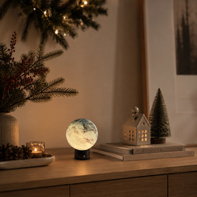 Hand-Blown Smoky Grey Glass Globe Cordless Rechargeable Table Lamp with Flicker-Free LED 3-Level Dimmable and Long-Lasting Battery Bedside Lamp