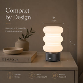 Opal Glass Cordless Rechargeable Table Lamp 3-Level Dimmable Flicker-Free LED Bedside Nightstand Lamp with Long-Lasting Battery for Bedroom