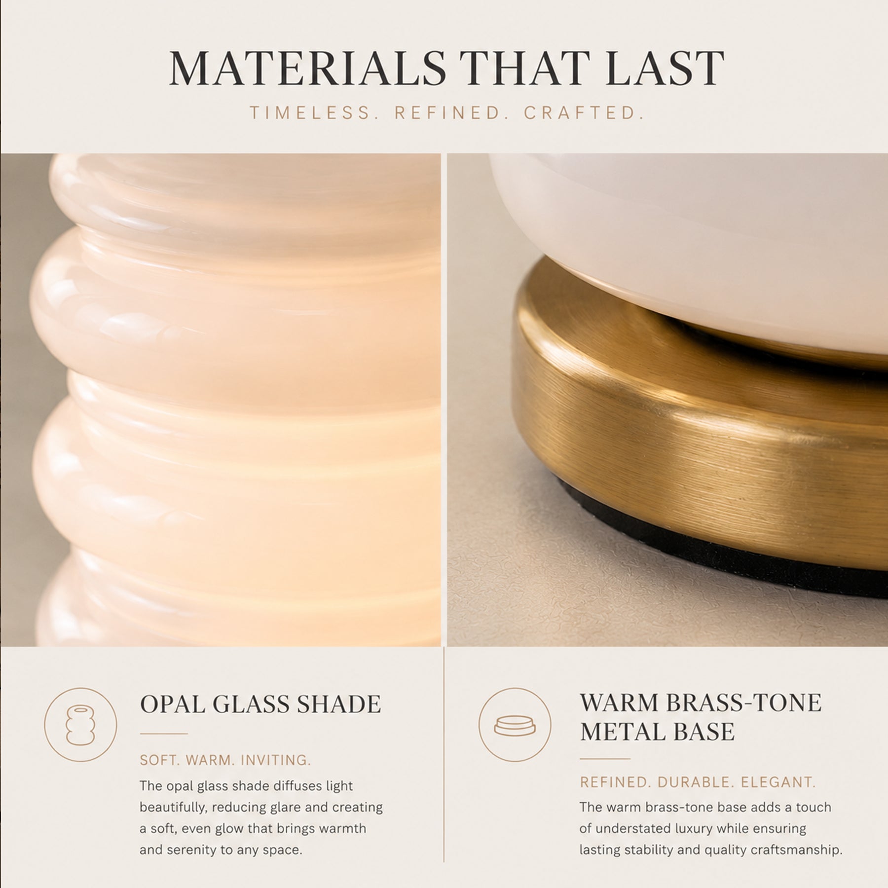 Modern Stacked Opal Glass Table Lamp with Warm Brass Finish, Sculptural Accent Lamp for Bedroom, Living Room, Bedside, Home Office and Reading Nook