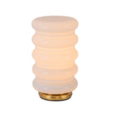 Modern Stacked Opal Glass Table Lamp with Warm Brass Finish, Sculptural Accent Lamp for Bedroom, Living Room, Bedside, Home Office and Reading Nook