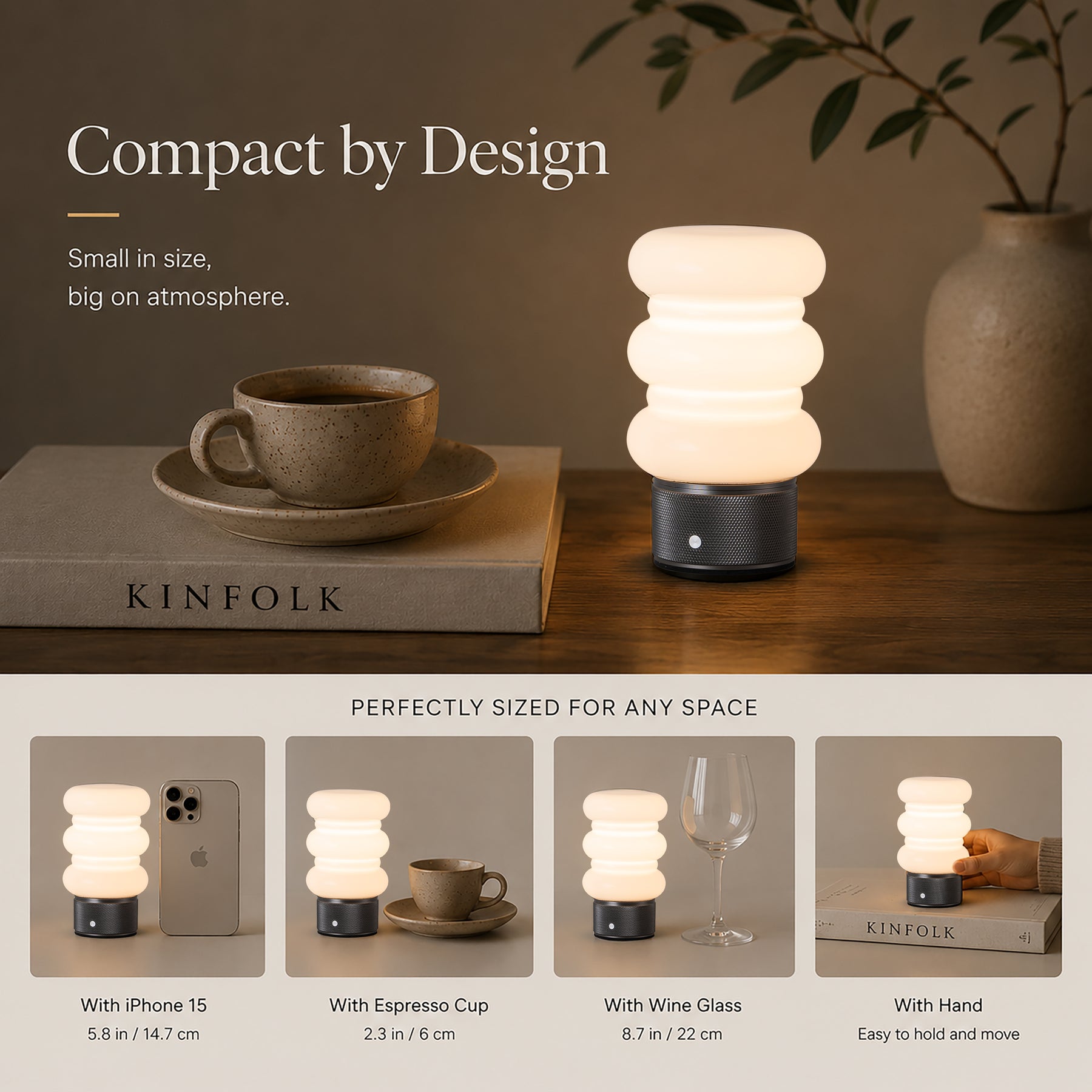 Opal Glass Cordless Rechargeable Table Lamp 3-Level Dimmable Flicker-Free LED Bedside Nightstand Lamp with Long-Lasting Battery for Bedroom